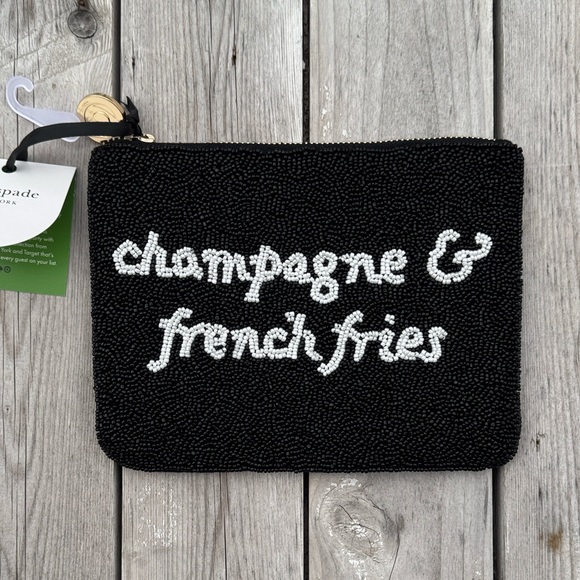 kate spade Handbags - Kate Spade Champagne Beaded Clutch NWT